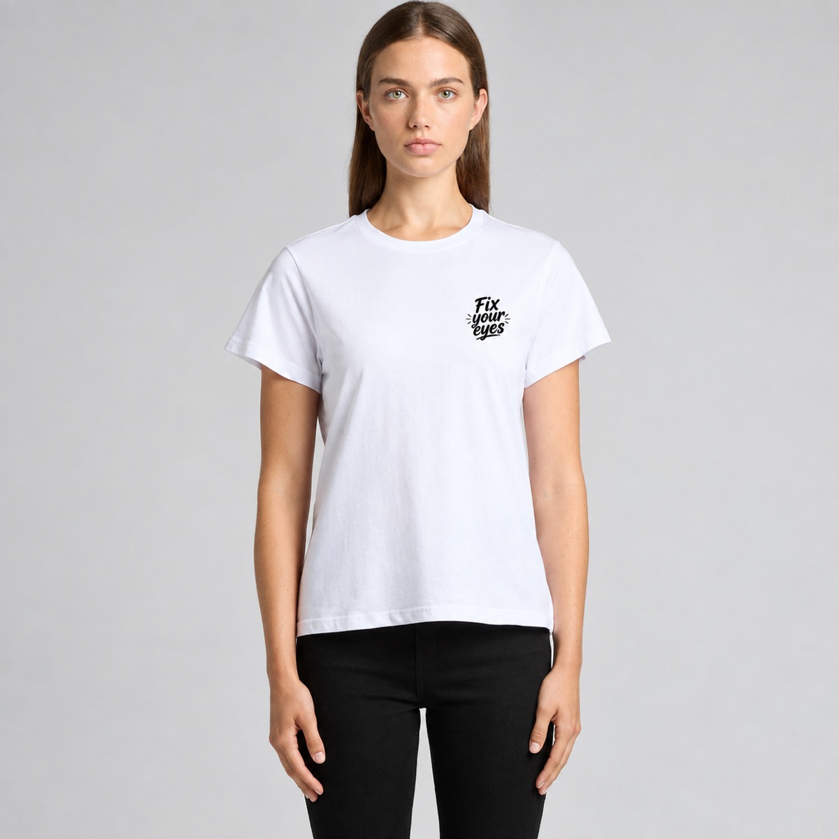 Fix your eyes tee — chest print